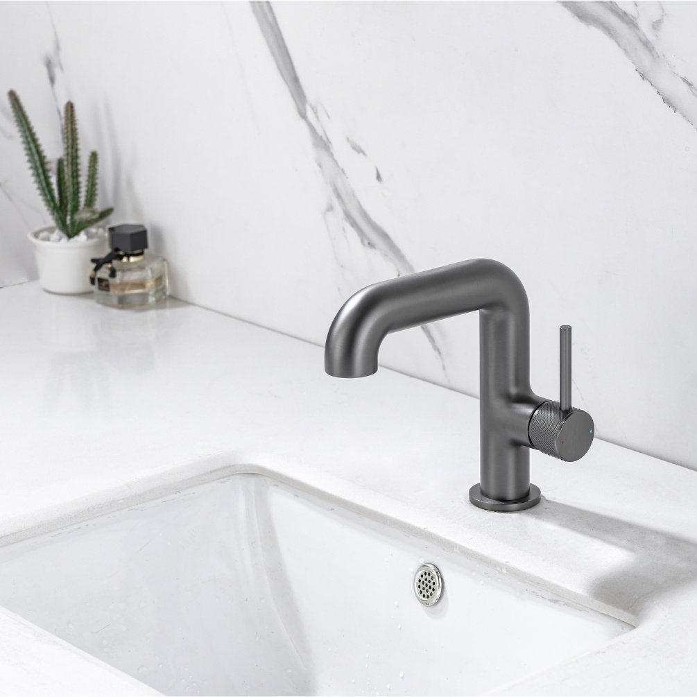 Product Lifestyle image of the Abacus Iso Pro Anthracite Mono Basin Mixer Side Handle